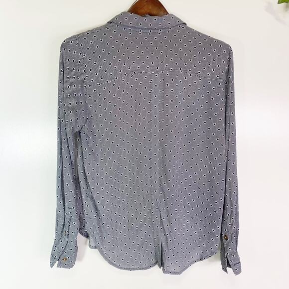 Maeve Anthropologie Button Down Blouse Women’s 6 Gray Geometric Print - Picture 4 of 16